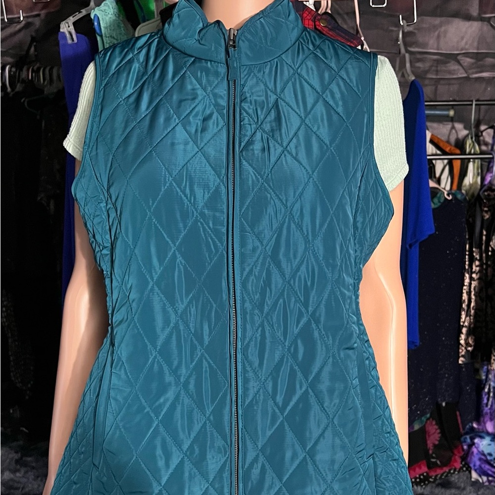 Talbots Teal Diamond-Patterned Women's Vest